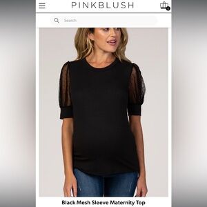 Black Mesh Sleeve Maternity Shirt